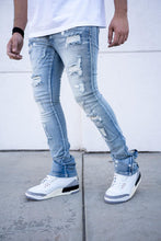 Load image into Gallery viewer, Buy Men's REELISTIK NYC Hudson Stacked Zipper Bottom Premium Denim Jeans in Light Blue