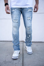 Load image into Gallery viewer, Buy Men's REELISTIK NYC Hudson Stacked Zipper Bottom Premium Denim Jeans in Light Blue