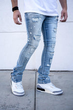 Load image into Gallery viewer, Buy Men&#39;s REELISTIK NYC Hudson Stacked Zipper Bottom Premium Denim Jeans in Light Blue
