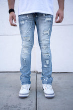 Load image into Gallery viewer, Buy Men's REELISTIK NYC Hudson Stacked Zipper Bottom Premium Denim Jeans in Light Blue