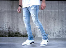 Load image into Gallery viewer, Buy Men's REELISTIK NYC Hudson Stacked Zipper Bottom Premium Denim Jeans in Light Blue