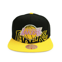 Load image into Gallery viewer, Buy NBA Los Angeles Lakers Low Big Face HWC Snapback Hat Black and Yellow By Mitchell and Ness - Swaggerlikeme.com / Grand General Store