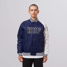Load image into Gallery viewer, Buy Men's HUF Satin Baseball Jacket in Navy
