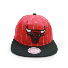 Load image into Gallery viewer, Buy Men's Mitchell & Ness NBA Chicago Bulls City Pinstripe Deadstock HWC Snapback Hat - Red