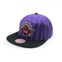 Load image into Gallery viewer, Buy Men's Mitchell & Ness NBA Toronto Raptors City Pinstripe Deadstock HWC Snapback Hat - Purple