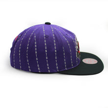 Load image into Gallery viewer, Buy Men's Mitchell & Ness NBA Toronto Raptors City Pinstripe Deadstock HWC Snapback Hat - Purple