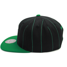 Load image into Gallery viewer, Buy Men's Boston Celtics Mitchell & Ness Team Pinstripe Snapback Hat - Black - Swaggerlikeme.com / Grand General Store