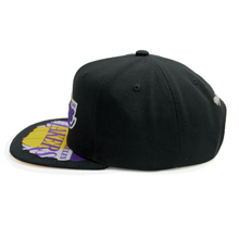 Load image into Gallery viewer, Buy Men's Los Angeles Lakers Munch Time Snapback Hat by Mitchell & Ness Black - Swaggerlikeme.com