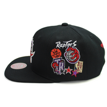 Load image into Gallery viewer, Buy Men's NBA Toronto Raptors Mitchell & Ness Patch Overload HWC snapback hat Black - Swaggerlikeme.com