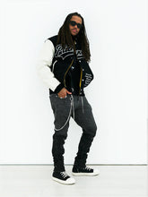 Load image into Gallery viewer, Buy Men's Paper Planes Varsity Jacket in Black