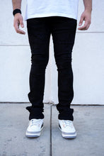 Load image into Gallery viewer, Buy Men's REELISTIK NYC Hudson Stacked Zipper Bottom Premium Denim Jeans in Jet Black