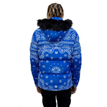 Load image into Gallery viewer, Buy Men's REELISTIK NYC Bandana Puffer Jacket in Blue