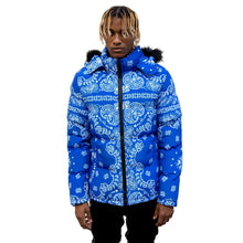 Load image into Gallery viewer, Buy Men's REELISTIK NYC Bandana Puffer Jacket in Blue
