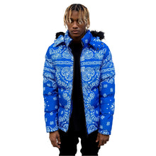 Load image into Gallery viewer, Buy Men's REELISTIK NYC Bandana Puffer Jacket in Blue