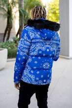 Load image into Gallery viewer, Buy Men's REELISTIK NYC Bandana Puffer Jacket in Blue