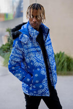 Load image into Gallery viewer, Buy Men's REELISTIK NYC Bandana Puffer Jacket in Blue