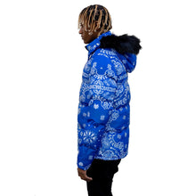 Load image into Gallery viewer, Buy Men's REELISTIK NYC Bandana Puffer Jacket in Blue