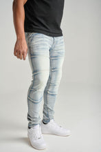 Load image into Gallery viewer, Men's Spark Denim 3D Crinkle Cut & Sew Jeans in Light Sand Blast