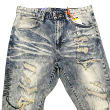 Load image into Gallery viewer, Buy Smoke Rise Rip Repair Fashion Jeans - Malibu Blue - Swaggerlikeme.com / Grand General Store