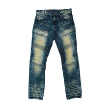 Load image into Gallery viewer, Buy Smoke Rise Oil Stain Biker Jeans - Depths Blue - Swaggerlikeme.com / Grand General Store