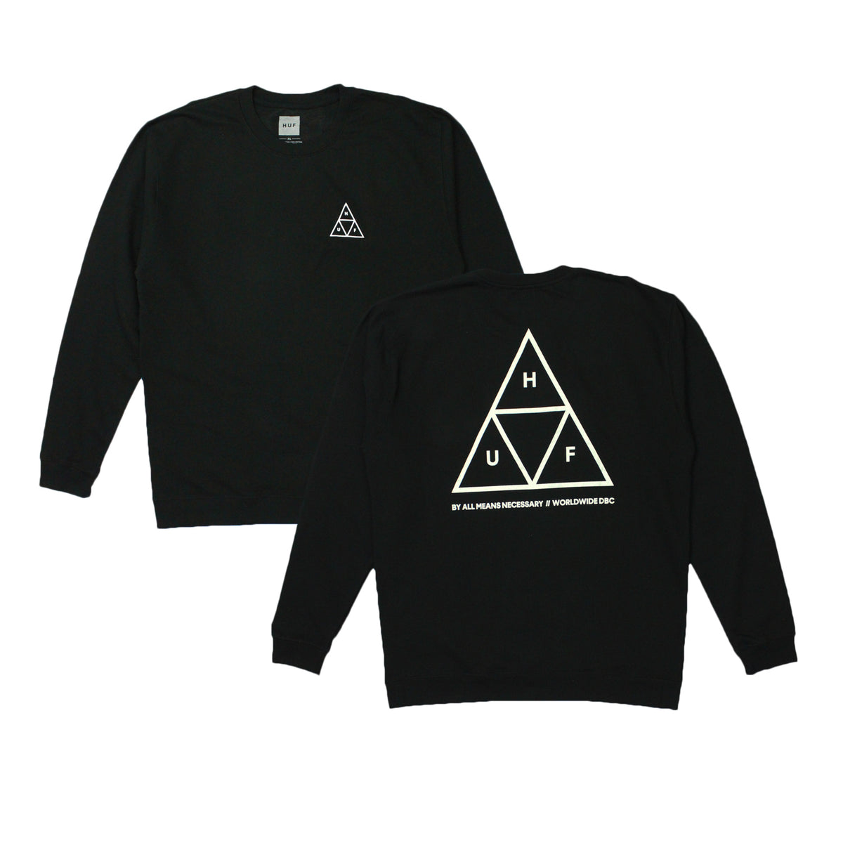 HUF Triple Triangle Crewneck Sweatshirt Black XL トレーナー HUF Essentials Triple Triangle Crew Neck Sweatshirt - Black