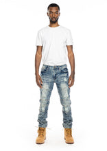 Load image into Gallery viewer, Buy PLATFORM 100 Denim Slim Strech Ripped Denim Pants - Vintage Blue - Swaggerlikeme.com / Grand General Store