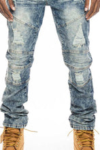 Load image into Gallery viewer, Buy PLATFORM 100 Denim Slim Strech Ripped Denim Pants - Vintage Blue - Swaggerlikeme.com / Grand General Store