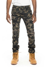 Load image into Gallery viewer, Buy PLATFORM 100 Denim Leather Patch Biker Denim Pants - Camo - Swaggerlikeme.com / Grand General Store