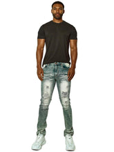 Load image into Gallery viewer, Buy PLATFORM 100 Denim Slim Strech Distressed Rip & Repair Jean - Vintage Blue - Swaggerlikeme.com / Grand General Store