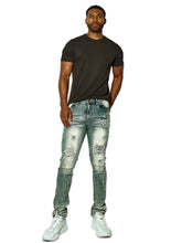 Load image into Gallery viewer, Buy PLATFORM 100 Denim Slim Strech Distressed Rip & Repair Jean - Vintage Blue - Swaggerlikeme.com / Grand General Store
