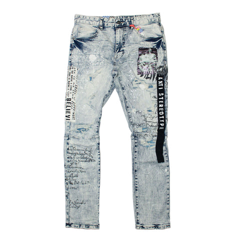 Buy Smoke Rise Collage Patch Jeans - Conway Blue - Swaggerlikeme.com / Grand General Store