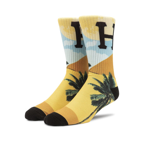 Buy HUF Mirage Crew Socks - Yellow - Swaggerlikeme.com / Grand General Store