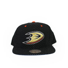Load image into Gallery viewer, Buy Mitchell & Ness Anaheim Mighty Ducks Current Logo Dotted Cotton Snapback - Black - Swaggerlikeme.com / Grand General Store