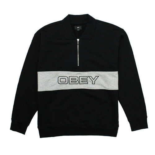 Buy OBEY Baron Zip Crew Polo Sweatshirt - Black - Swaggerlikeme.com / Grand General Store