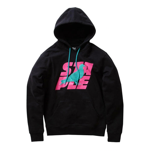 Buy Men's Staple Pigeon Stacked Logo Pullover Hoodie in Black - Swaggerlikeme.com