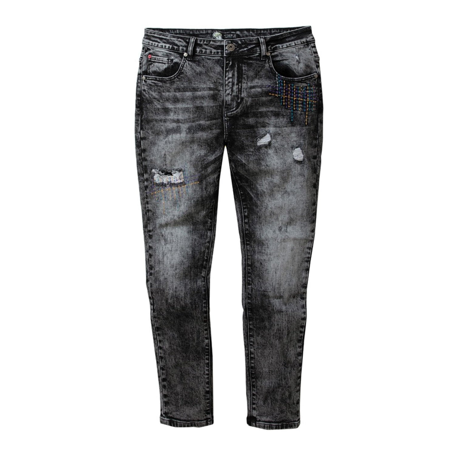 Men's Staple Pigeon Washed Denim Jeans in Dark Grey