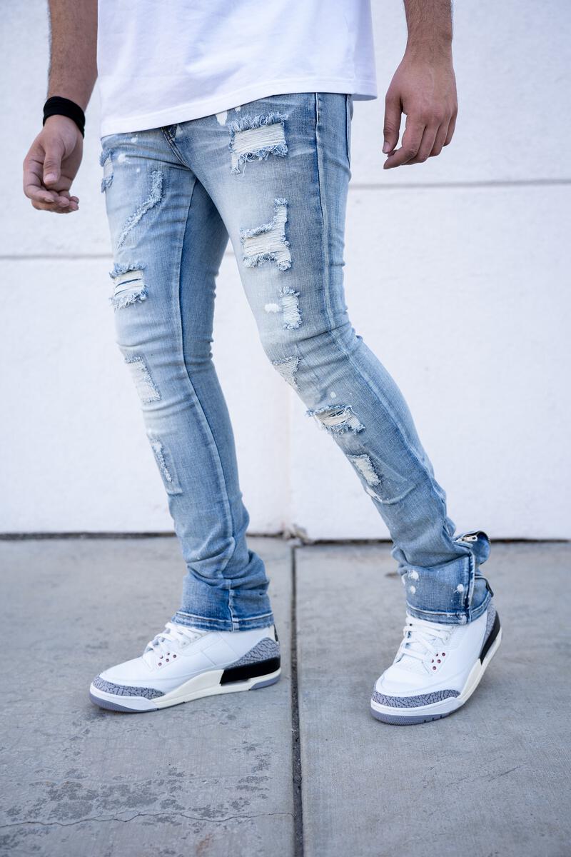 Men's REELISTIK NYC Hudson Stacked Zipper Bottom Jeans in