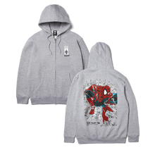 Load image into Gallery viewer, Buy Men's HUF x Marvel Spider-Man Arachknight FZ Hoodie - Heather Grey - Swaggerlikeme.com
