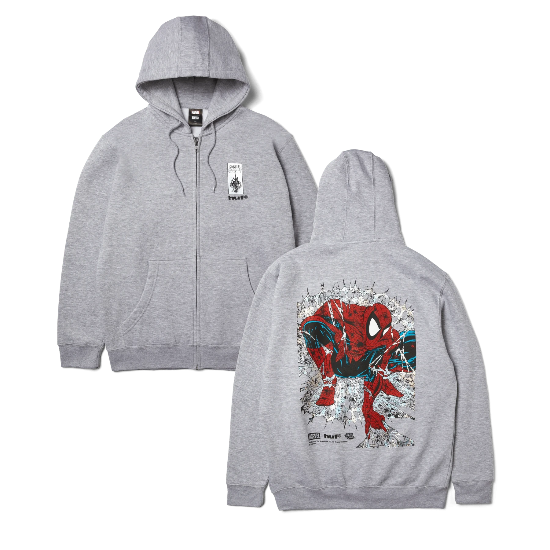 HUF x Marvel Spider-Man Arachknight FZ Hoodie - Heather Grey