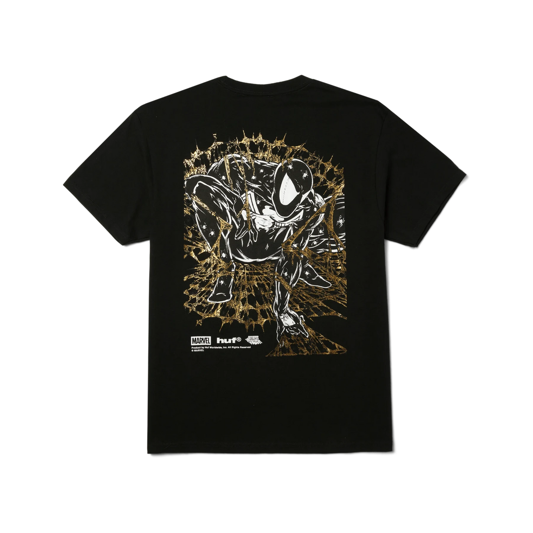 MARVEL Spider-Man Tシャツ L ミセス HUF x Marvel Spider-Man Arachknight Gold T-Shirt in Black