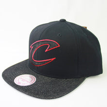 Load image into Gallery viewer, Buy Cleveland Cavaliers Mitchell &amp; Ness NBA Black Denim Crimson Snapback Hat - Swaggerlikeme.com / Grand General Store
