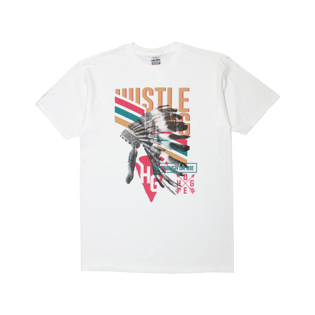 Buy Men's Hustle Gang Feather Stripe T-shirt in White