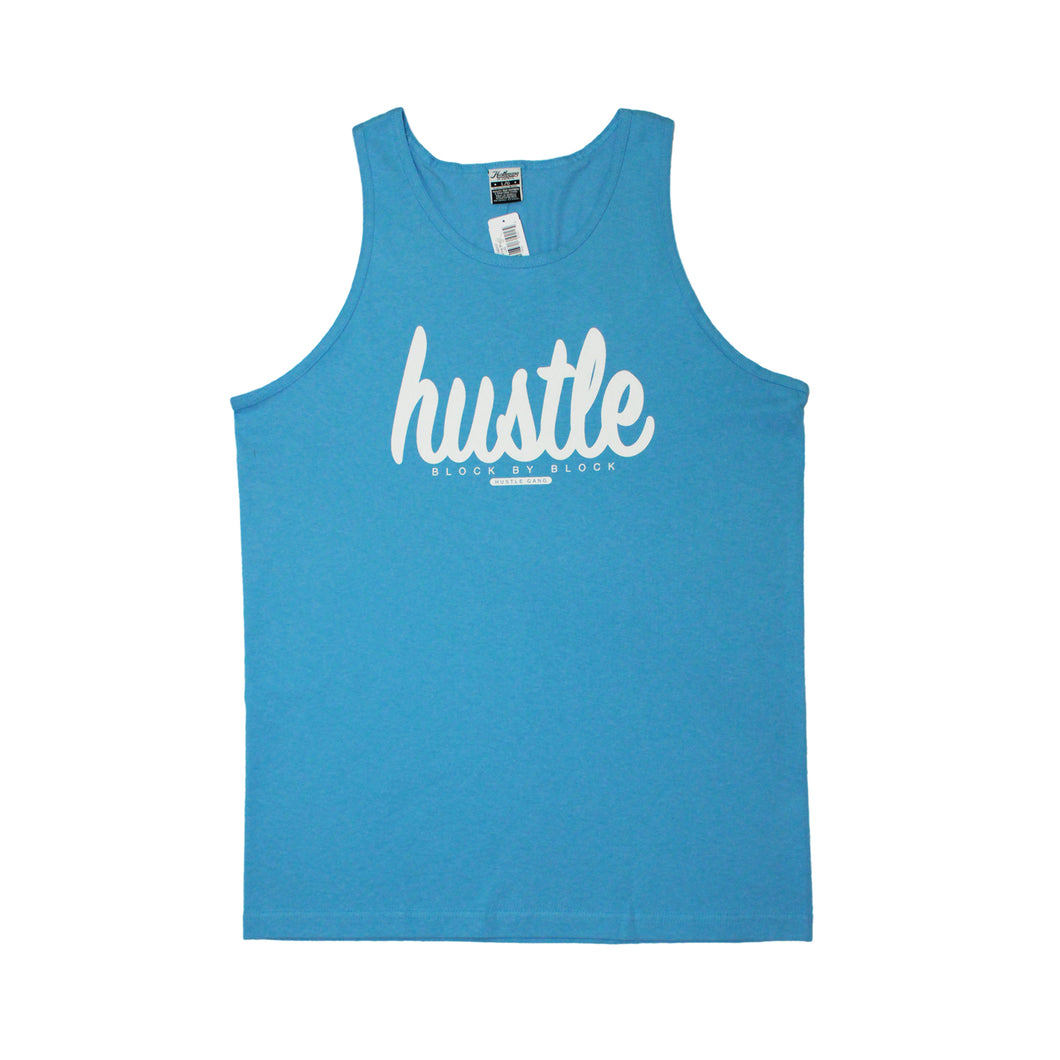 Buy Men's Hustle Gang Block by Block Tank Top in Carolina Blue