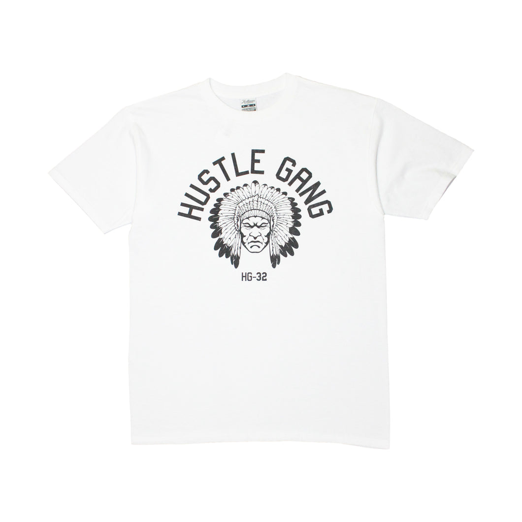 Men's Hustle Gang Chief Logo Tee in White