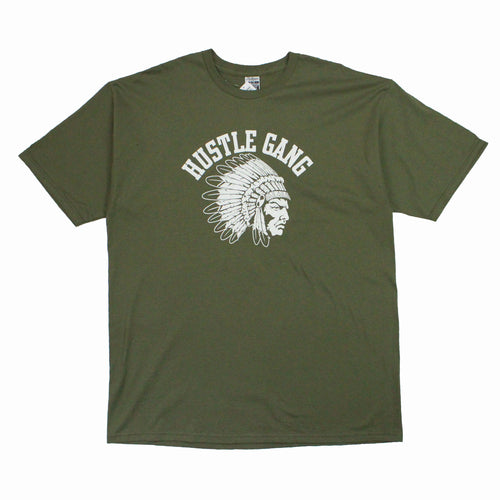 Buy Men's Hustle Gang Logo Graphic T-Shirt in Military Green - Swaggerlikeme.com