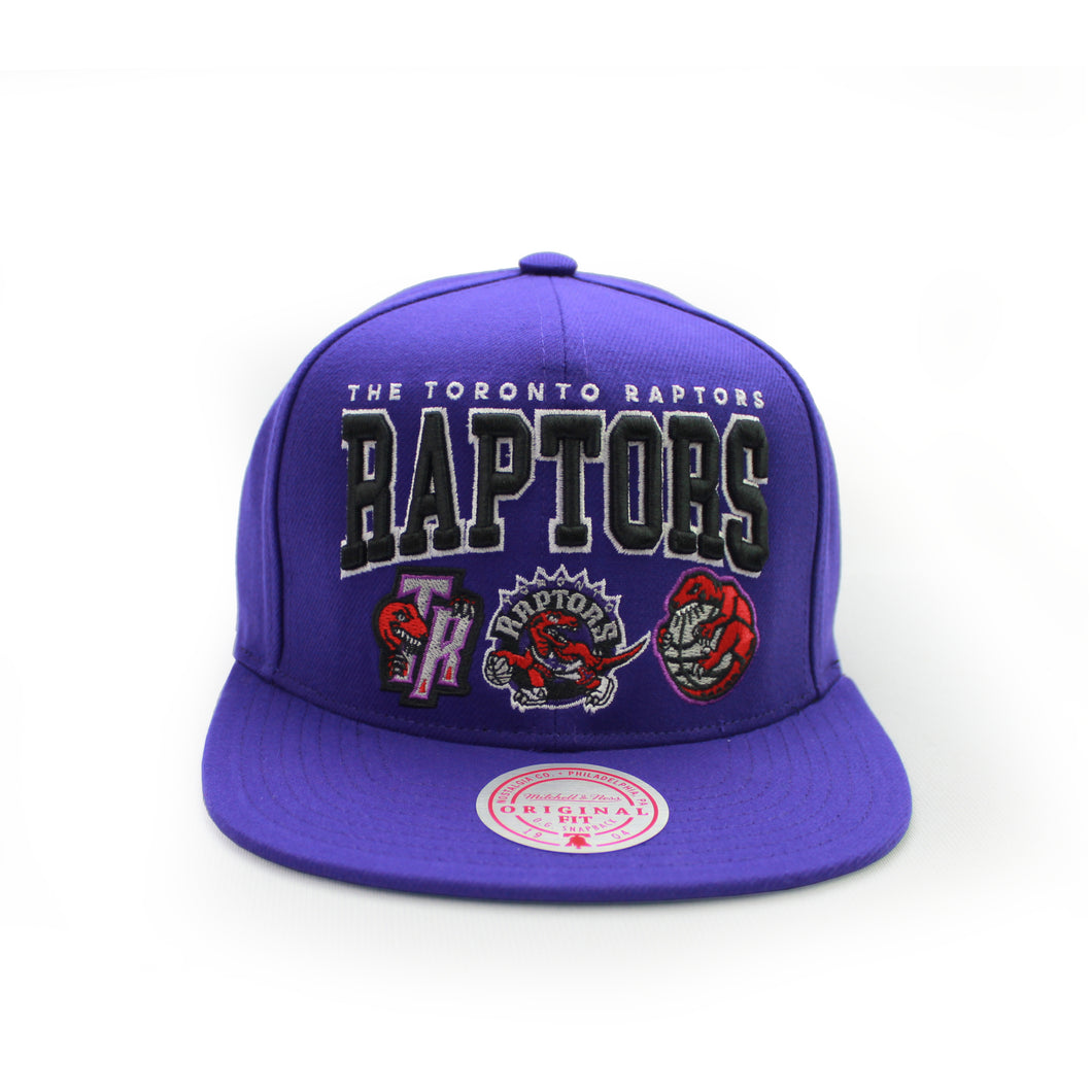 Buy Men’s Mitchell & Ness NBA Toronto Raptors Champ Stack Snapback Hat – Purple