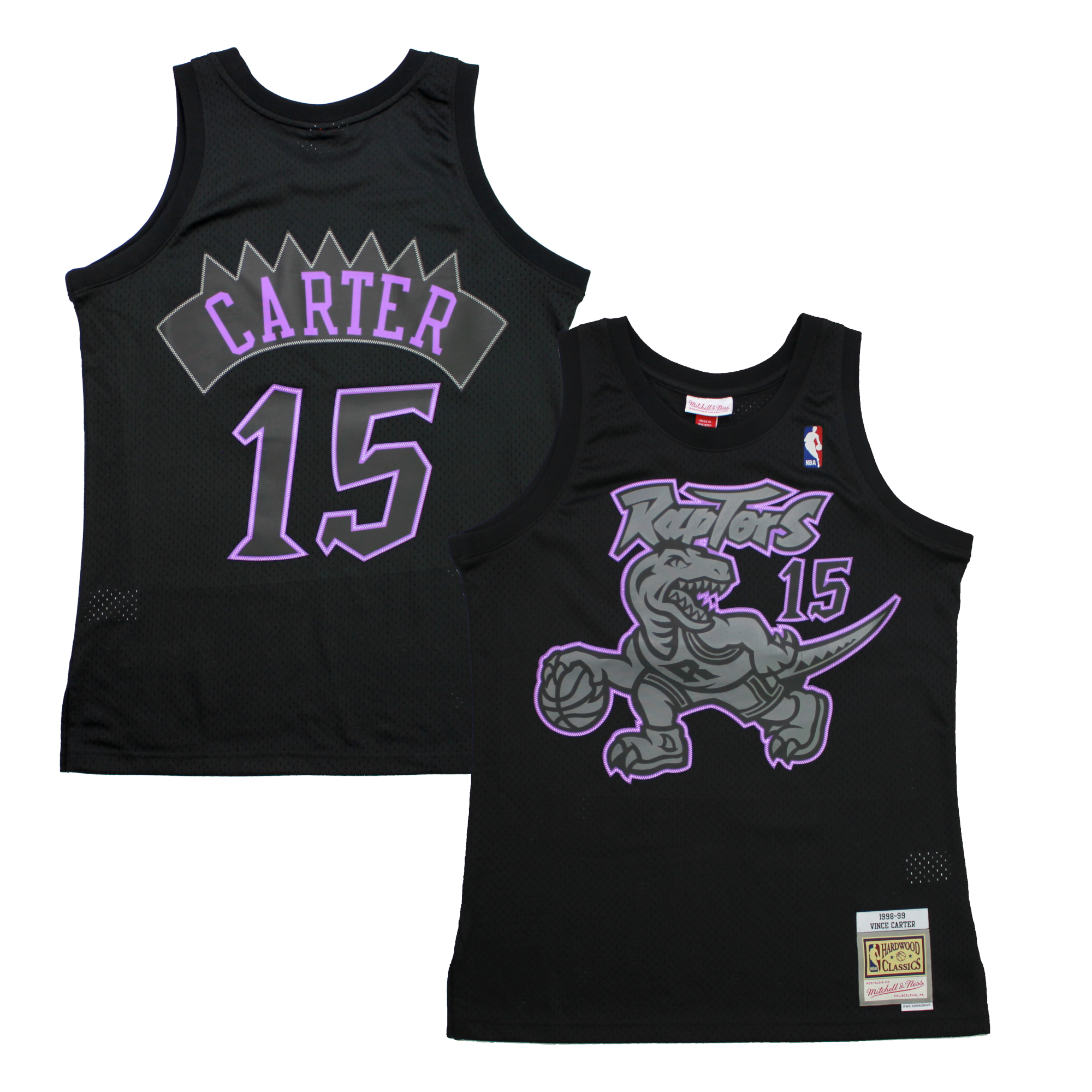 Men s Mitchell Ness Vince Carter Toronto Raptors Hardwood Classics Black Dynamic Swingman Jersey