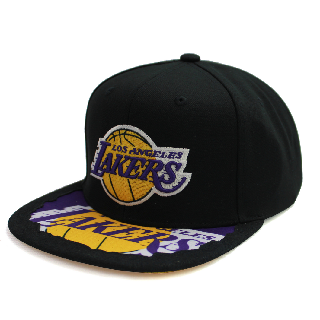 Buy Men's Los Angeles Lakers Munch Time Snapback Hat by Mitchell & Ness Black - Swaggerlikeme.com