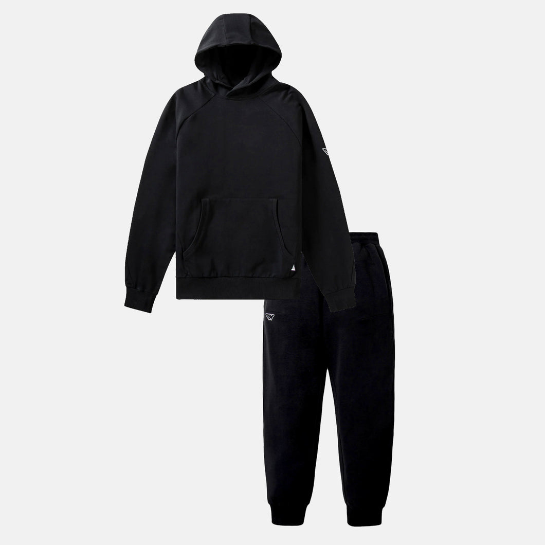 Buy Men's Paper Planes Solid Sweatsuit Hoodie and Pants Set - Black