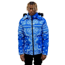 Load image into Gallery viewer, Buy Men&#39;s REELISTIK NYC Bandana Puffer Jacket in Blue
